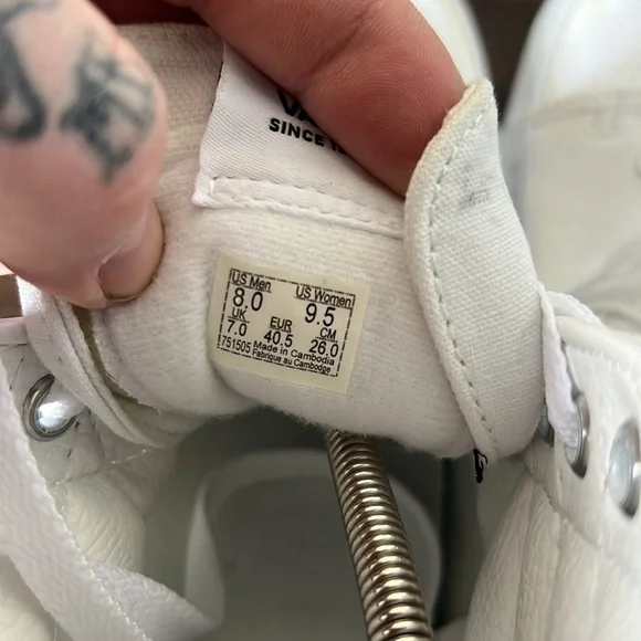 Vans High Top White Mens 8 Womens 9.5 - Picture 7 of 7